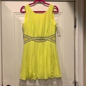 NWT Yellow Mini Dress with rhinestone waist detail